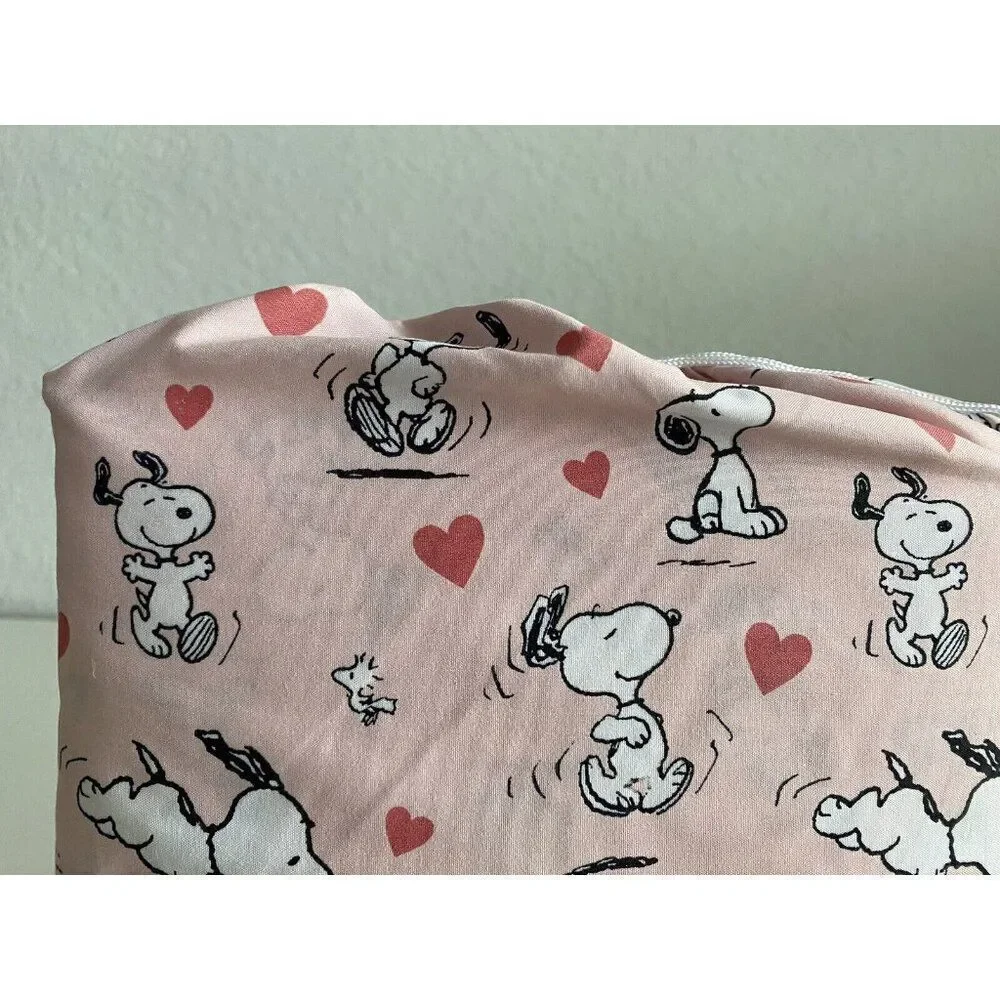 4 Pc Peanuts Snoopy Hearts Pink‎ Valentines Day QUEEN Size Sheet Set Soft NEW